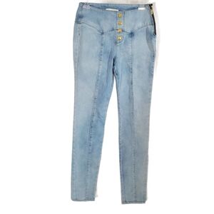 Nicki Minaj High-Rise Light Wash Button Jeans